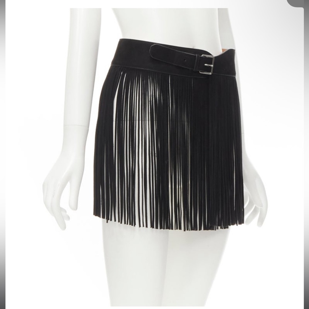 Alaia Black Suede Fringe Tassel Belt